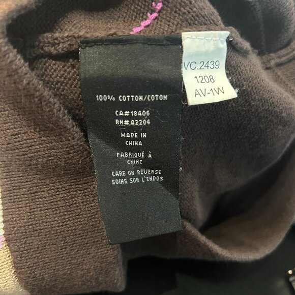 Stormtech Women’s M Argyle Sweater Vest Pink Brown Cotton Preppy Academia Golf - Picture 5 of 5